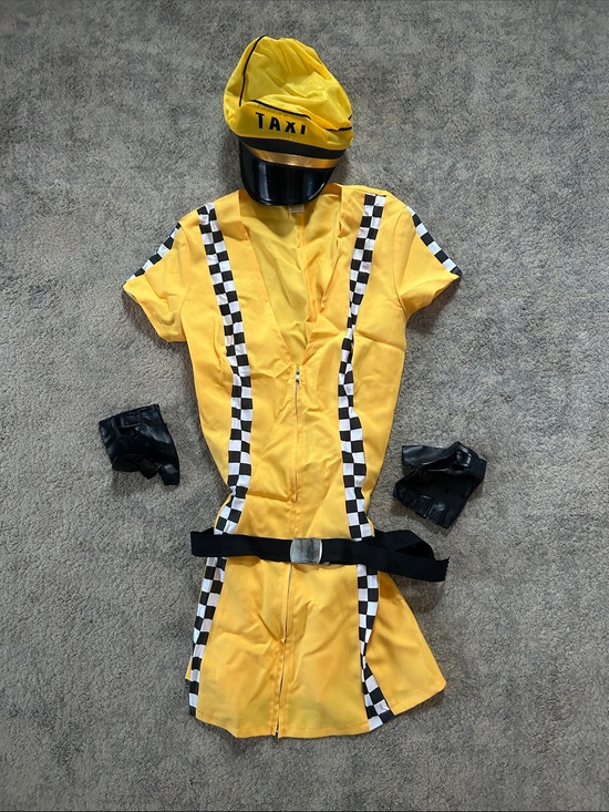 Dreamgirl Other - Yellow Taxi Adult Halloween Costume with Checkered Trim